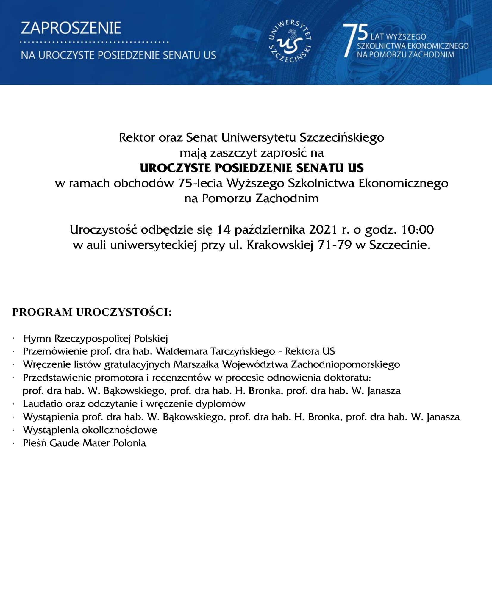 Obchody 75-lecia Wyższego Szkolnictwa Ekonomicznego na Pomorzu Zachodnim